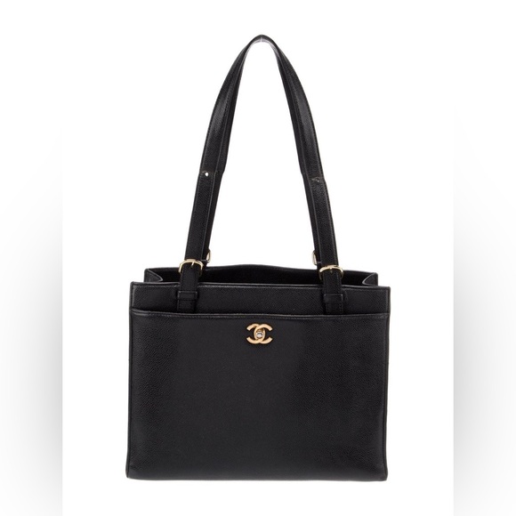 Large Chanel Timeless Black Caviar Tote Bag 24k Gold Hardware - Picture 2 of 12